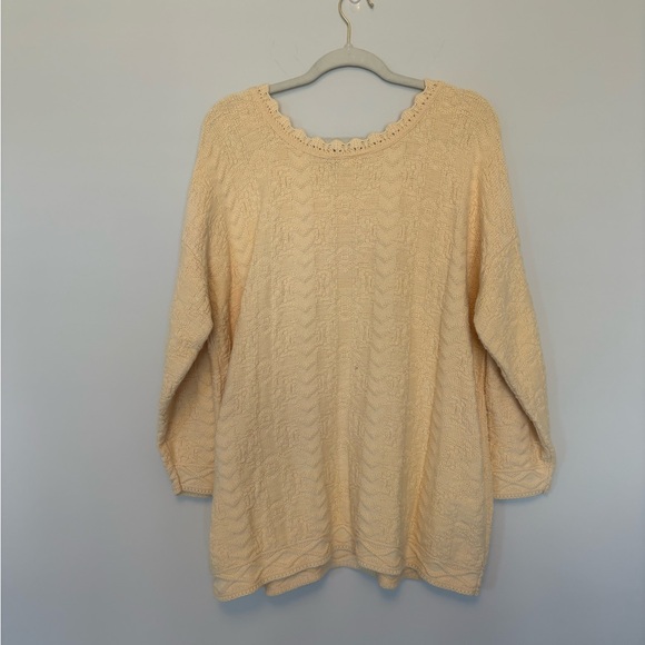 Vintage Absolutely Cotton Yellow Knit Sweater 90s Grandma core Womens XL - Picture 5 of 9